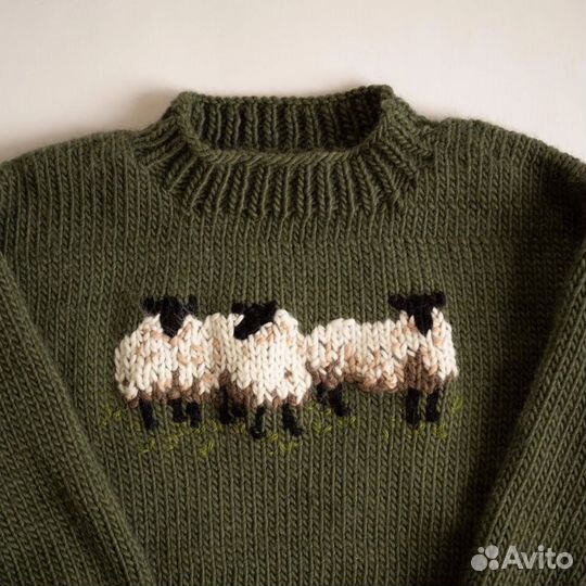 Винтажный свитер с вышивкой сюжетом из 90 х