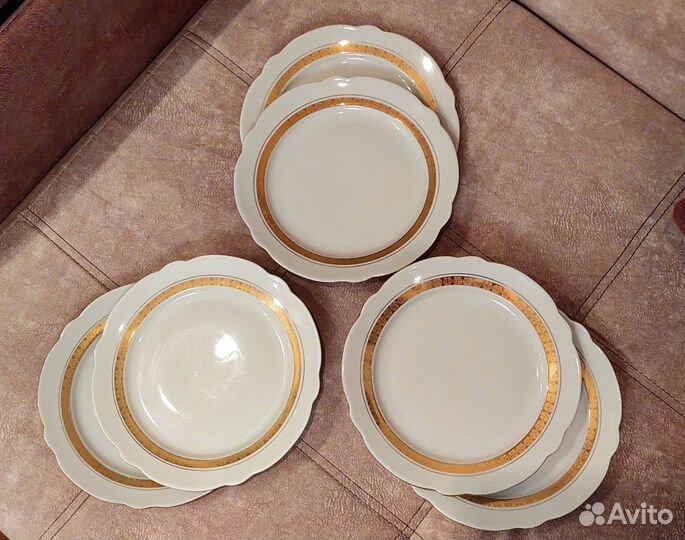 Тарелки лфз, золотая лента, 6 шт