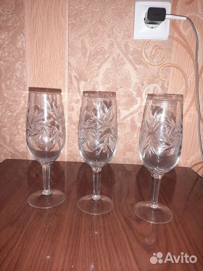 Хрустальньные стопки сапожки (винтаж)