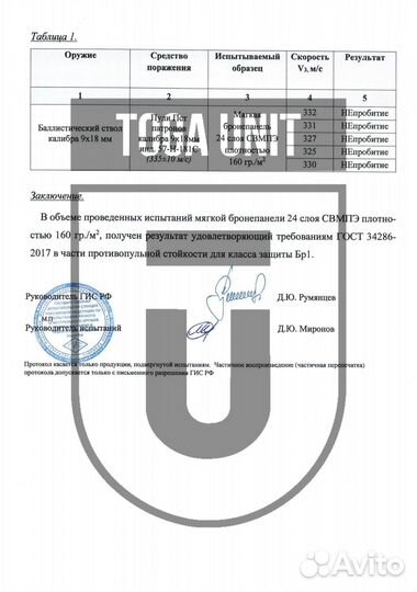 Баллистика в сумку гром ссо Бр1 свмпэ