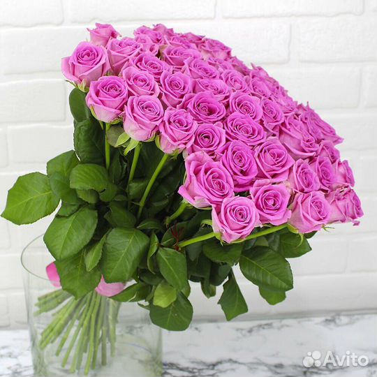 Розы 51 штука 60 см розовые