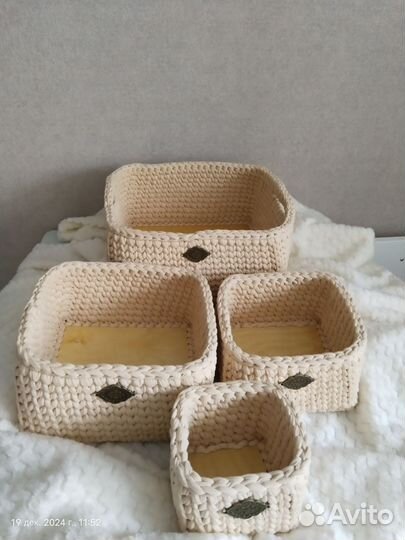 Набор корзин из трикотажа новые ручная работа