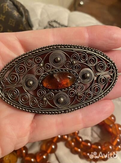 Бижутерия янтарь бусы брошь кольцо