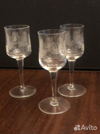 Рюмки времен СССР Чешское стекло 3 шт