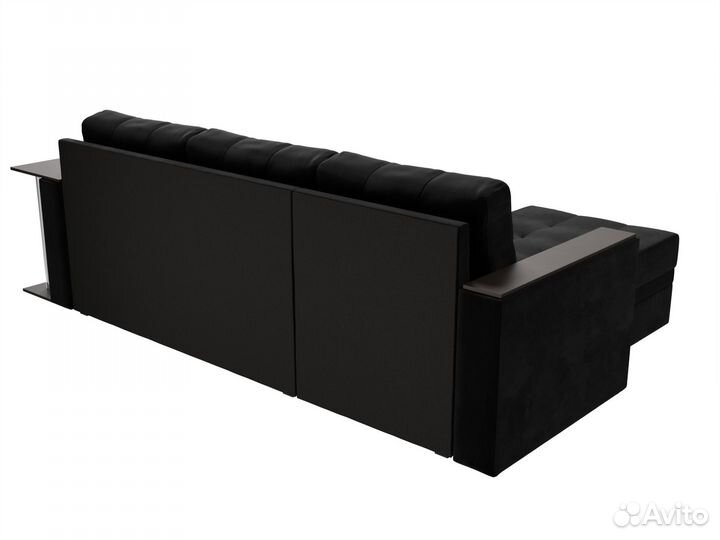 Диван угловой Атланта М левый угол, велюр, черный, серый