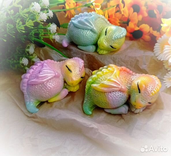 Мыло ручной работы дракончик, мишка, единорожка