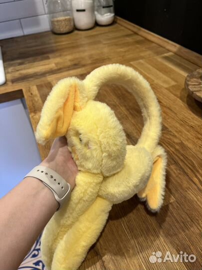 Меховые наушники с двигающимися ушками