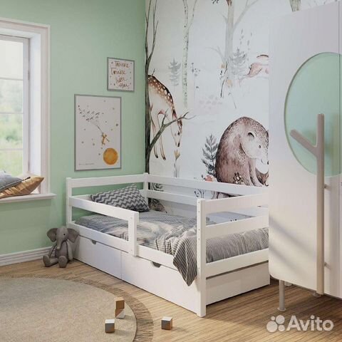 Кровать манеж массив березы с бортиком 160*80