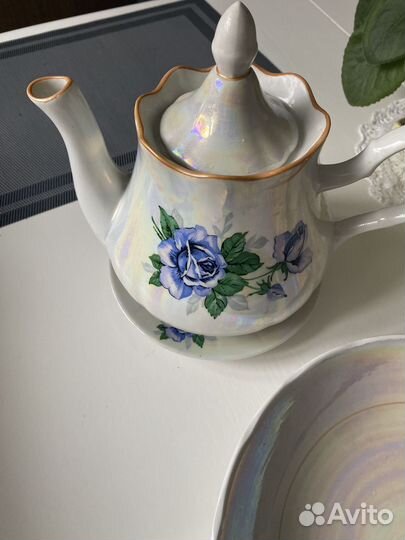 Блюдо с чайником фарфор