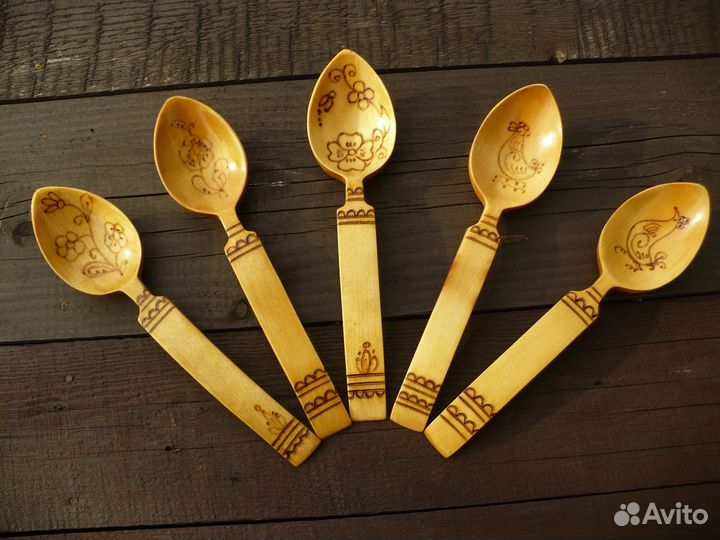 Ложки деревянные СССР 5 шт. одним лотом