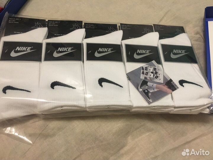 Носки Nike Adidas белые высокие
