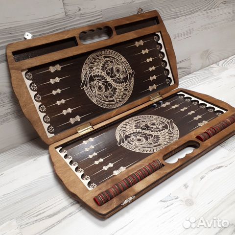 Нарды с ручкой и карманом для фишек