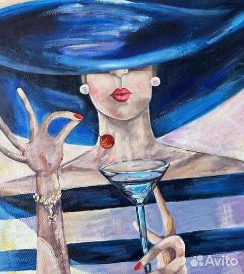 Картина с девушкой, масло, 40*40 см