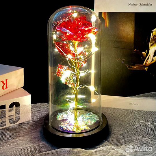 Роза в колбе с подсветкой
