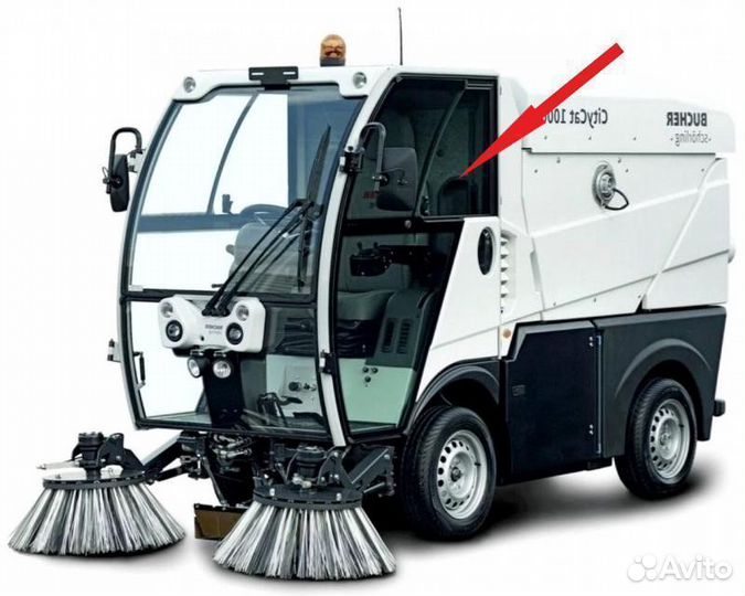 Стекло левое дверное на уборочную машину Bucher Ci