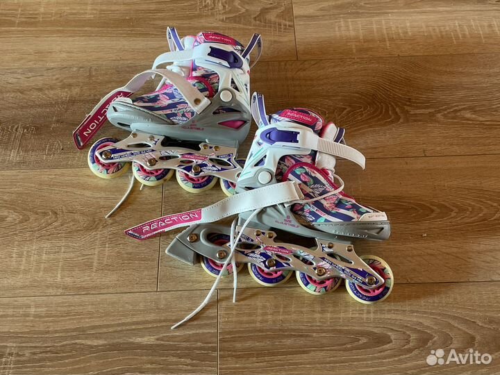 Роликовые коньки reaction Rainbow,размер 26-31