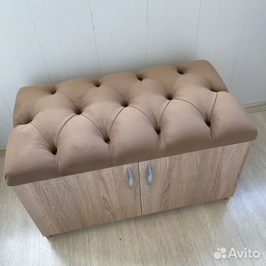 Обувница юта с сиденьем в каретной стяжке