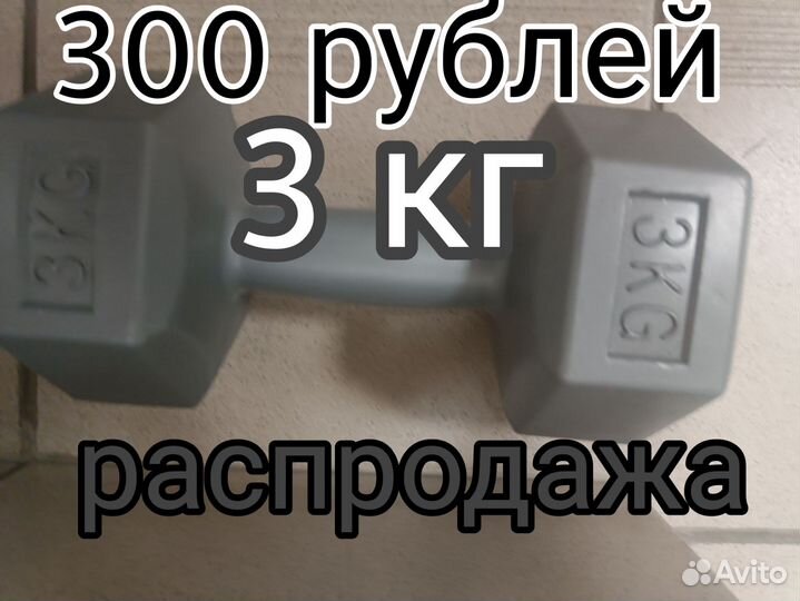 Гантель 3 кг пластик