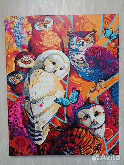 Картина Совы холст, акриловые краски
