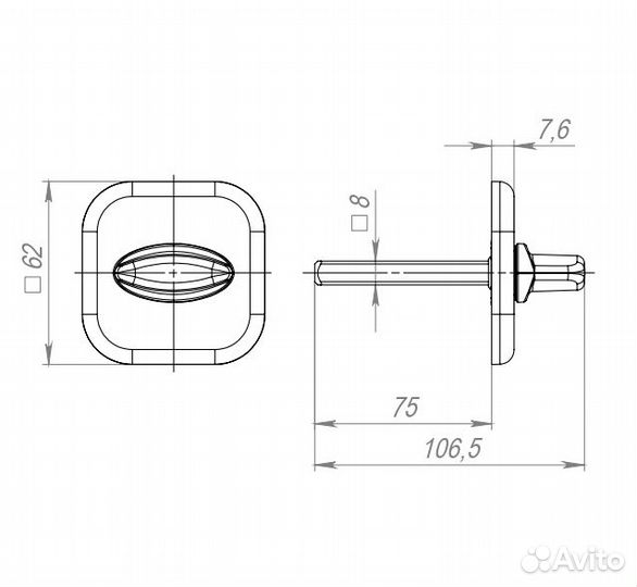 Завертка WC Fuaro BKW8x75.K.XL62 (BKW8x75 XL) SSC