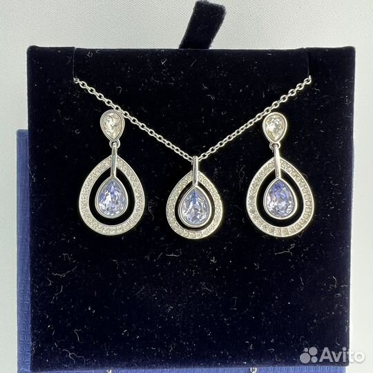 Swarovski комплект лаванда серьги кулон