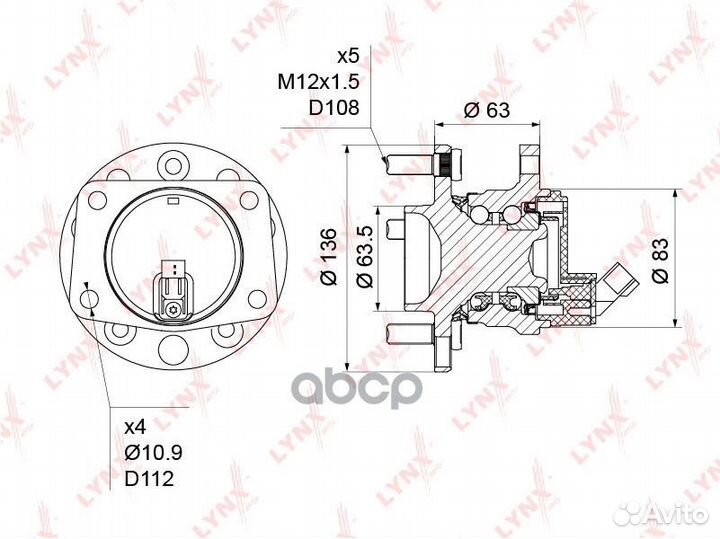 Ступица колеса зад прав/лев WH1226 lynxauto