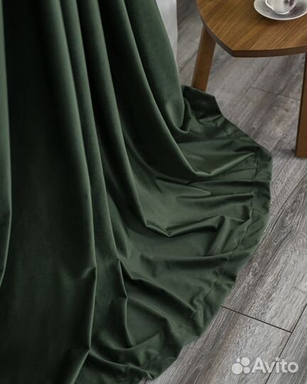 Комплект штор бархат Беллиссимо Темно-зеленый