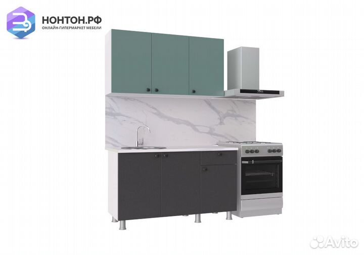 Кухня Деми 1.2 м белый / графит / сумеречный голуб