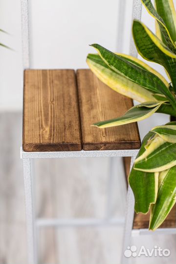 Подставка для цветов напольная кованая белая