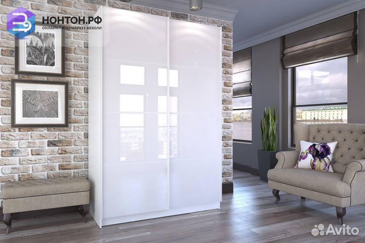 Шкаф-купе Марвин белый / белый глянец