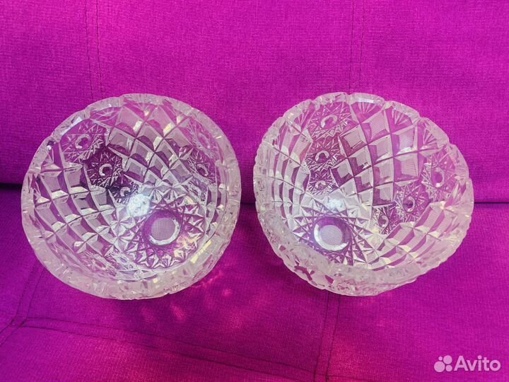 Хрустальная ваза 2шт, d 15cm, h 11cm