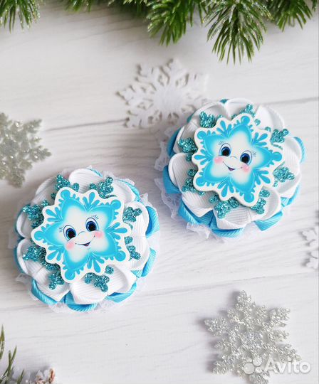 Бантики со снежинками (пара)