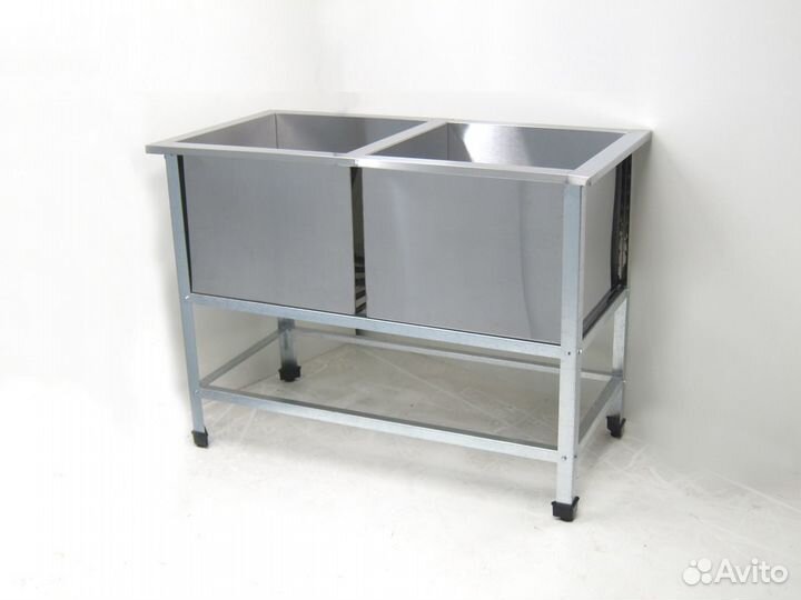Ванна моечная двухсекционная нержавеющая 500