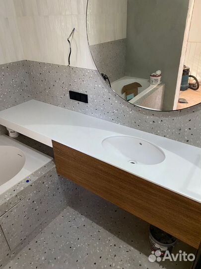 Столешница в ванную из искусственного камня