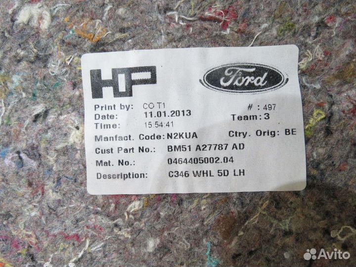 Шумоизоляция крыла Ford Focus 3