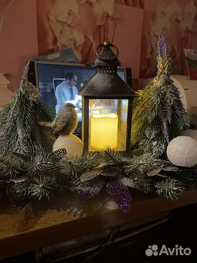 Интерьерная композиция, нов декор, еловые игрушки