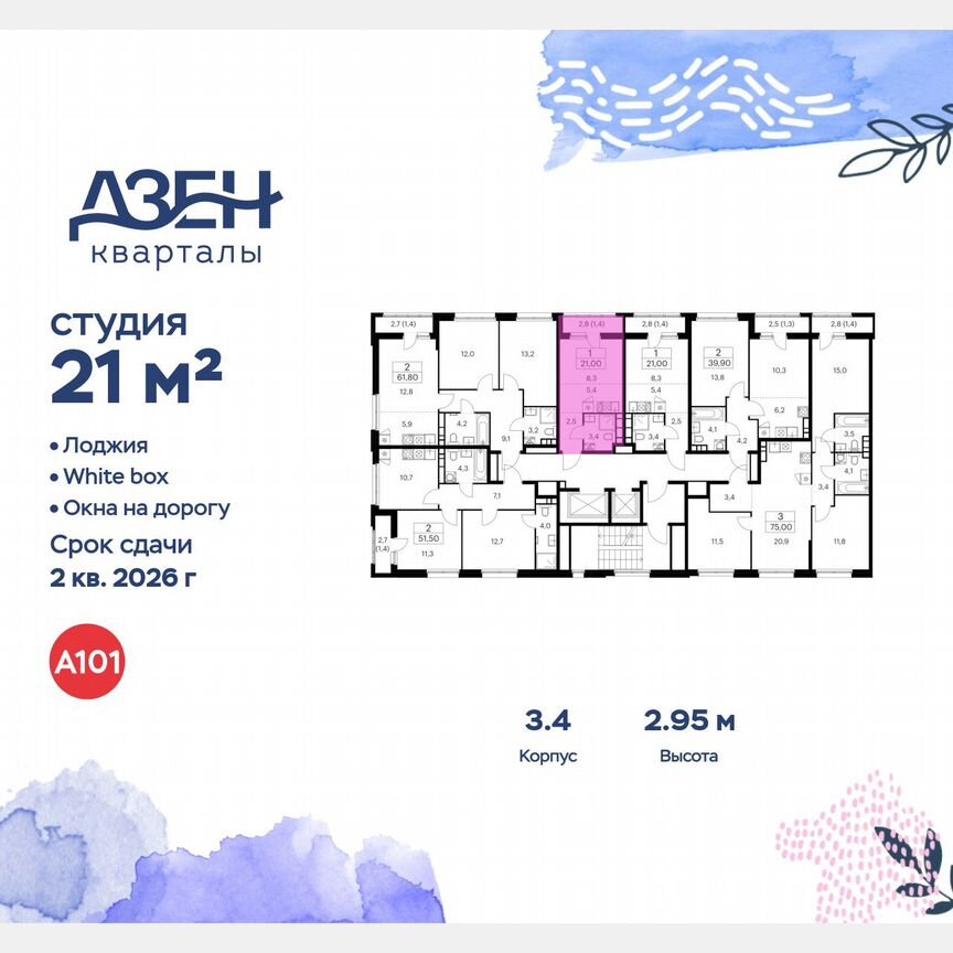 Квартира-студия, 21 м², 7/14 эт.