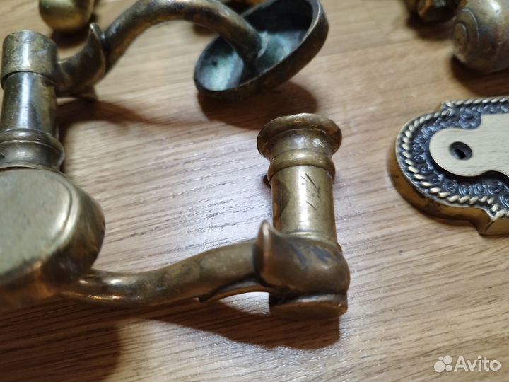 Ручка дверная старинная латунь-бронза отличная