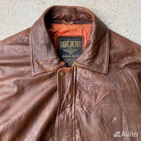 Винтажная кожаная куртка пилот 90