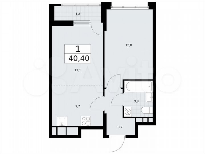 2-к. квартира, 40,4 м², 10/10 эт.