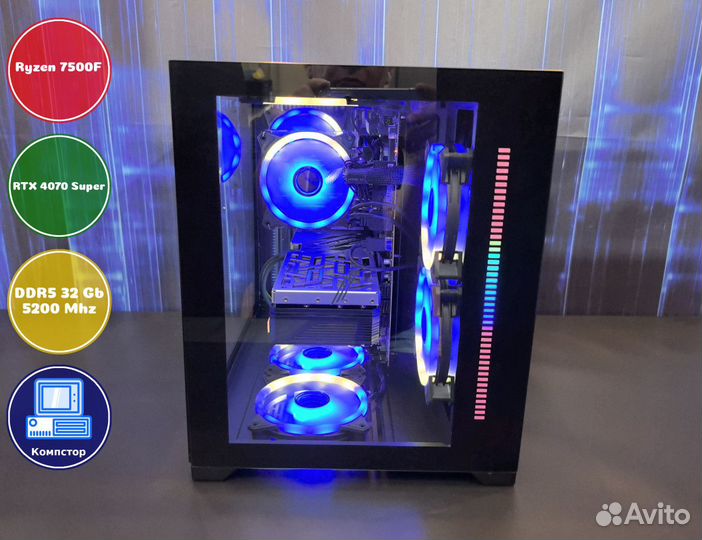 Сборка мощного пк AMD7500F-RTX4070SUP-32DDR5-SLX8372