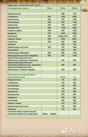Сыродавленные масла 15-16 видов