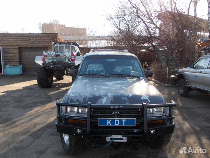 Передний силовой бампер с кенгурином алюминиевый