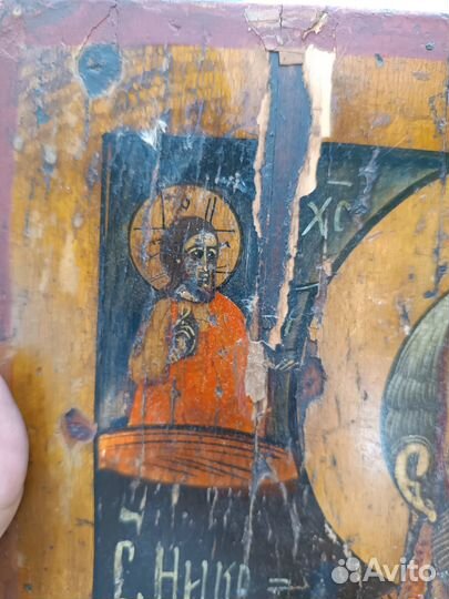 Икона Николая очень древняя, торцевые шпонки