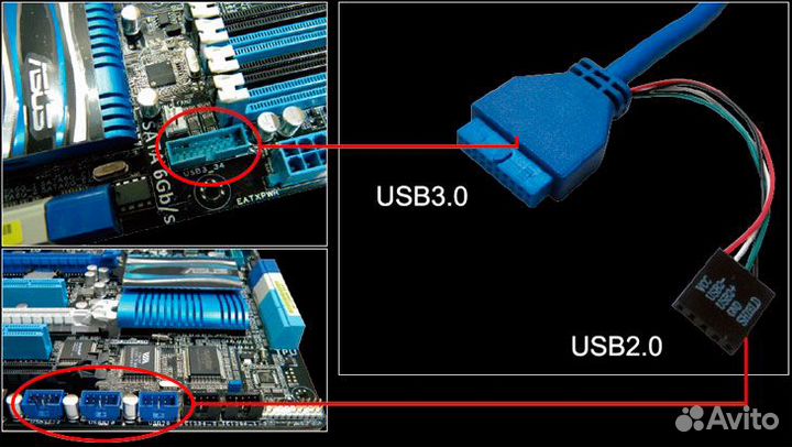 Переходник usb3.0 на usb2.0 для мат платы