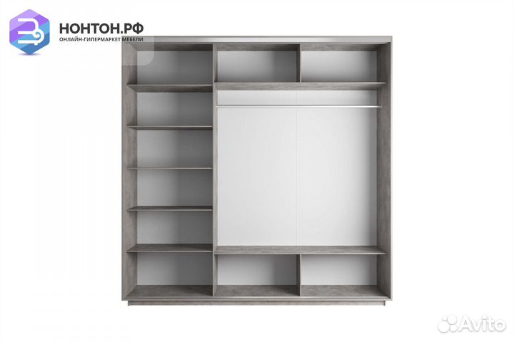 Шкаф-купе 3-х дверный Нонтон фото №1010 / бетон