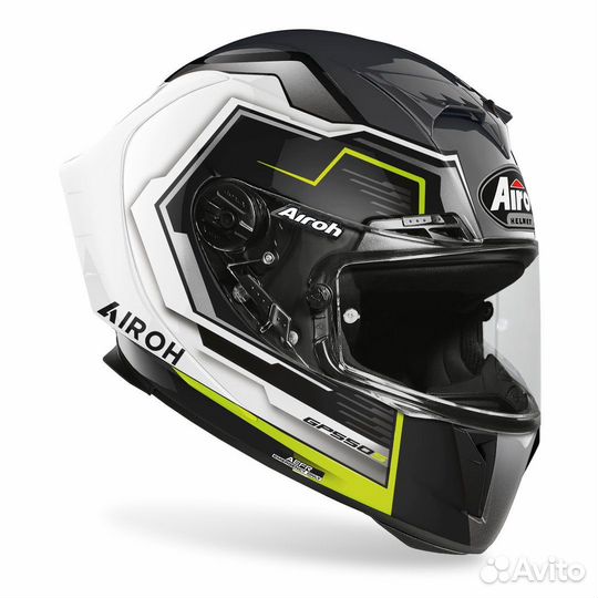 Мотошлем airoh GP550 S rush white/yellow gloss