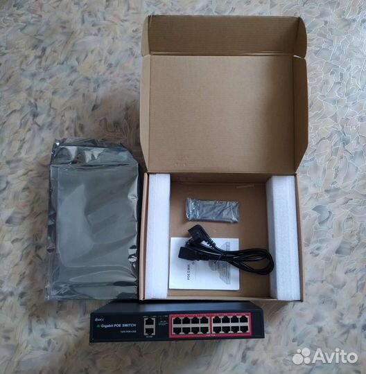 Коммутатор POE на 16портов+2порта Lan 1Gb