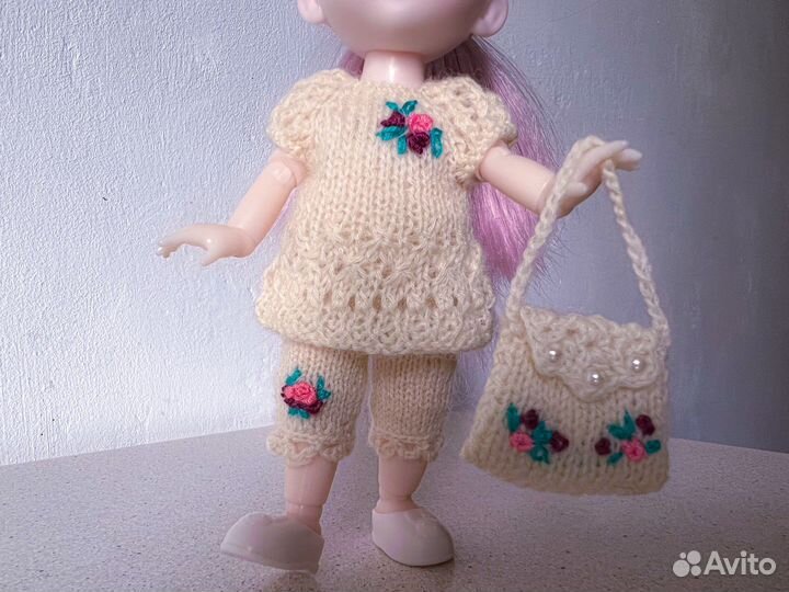Одежда вязаная для куклы 16 см, платье