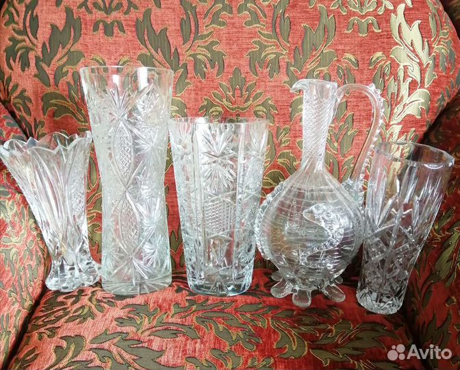 Большая хрустальная ваза для цветов